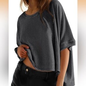 Gray Women's Flowy Crop Top